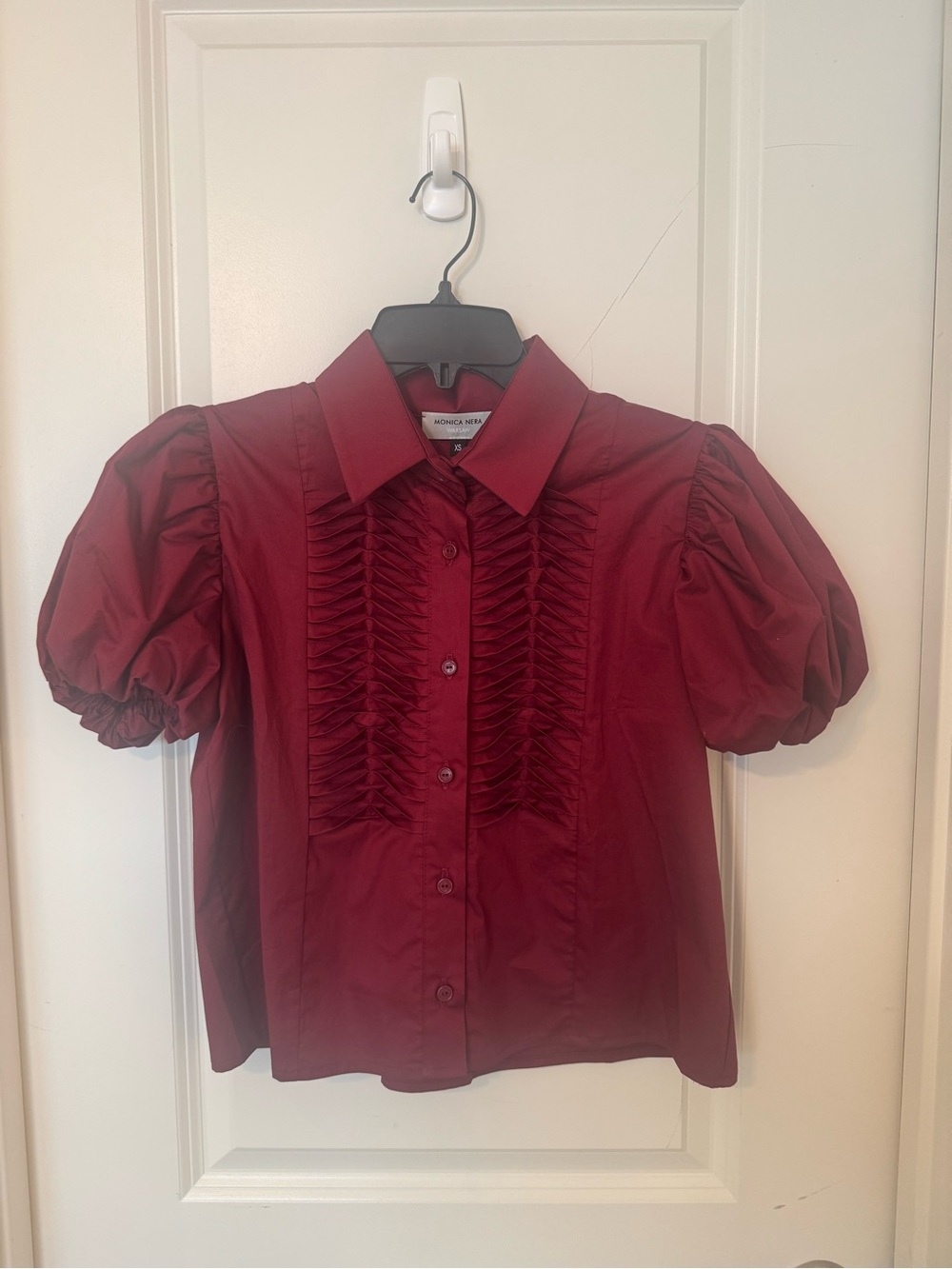 MONICA NERA Deep Burgundy Button-Front Blouse